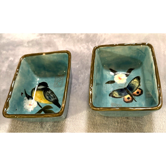 2 Certified International Susan Winget Bird & Butterfly small dishes tapas dips - Picture 1 of 8